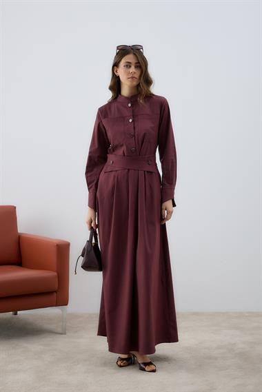 New Dore Kendinden Kemerli Elbise MÜRDÜM