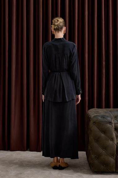 New Jasmine Halat Kemerli Etekli Takım SİYAH