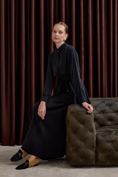 New Jasmine Halat Kemerli Etekli Takım SİYAH