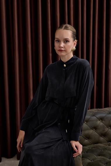 New Jasmine Halat Kemerli Etekli Takım SİYAH