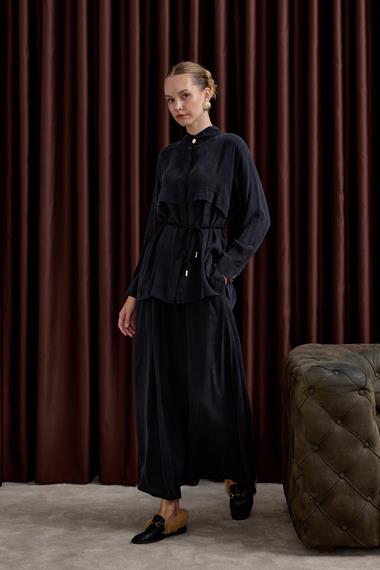 New Jasmine Halat Kemerli Etekli Takım SİYAH