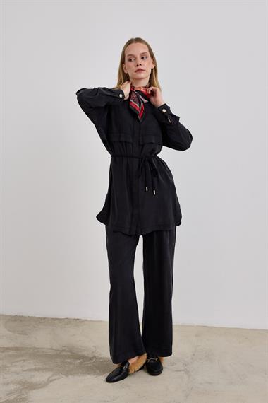 New Jasmy Halat Kemerli Pantolonlu Takım SİYAH