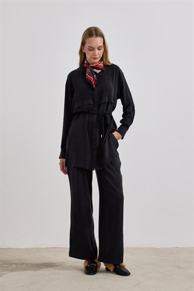 New Jasmy Halat Kemerli Pantolonlu Takım SİYAH