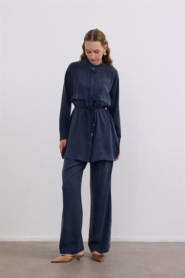 New Jasmy Halat Kemerli Pantolonlu Takım LACİVERT