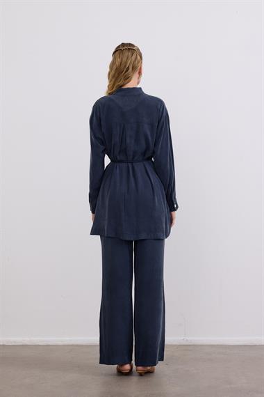 New Jasmy Halat Kemerli Pantolonlu Takım LACİVERT
