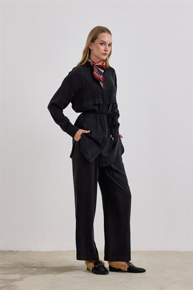 New Jasmy Halat Kemerli Pantolonlu Takım SİYAH