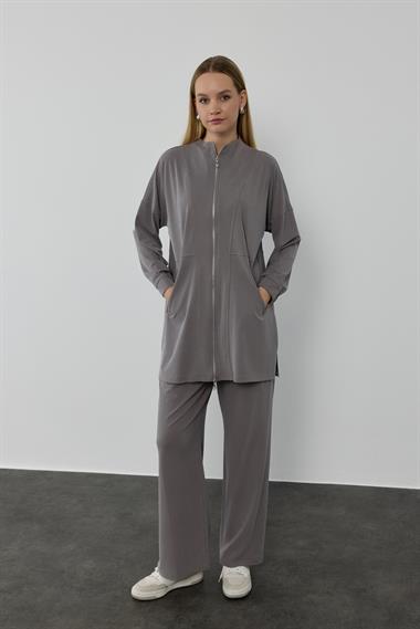 NEW LEILA PANTOLONLU TAKIM GRİ