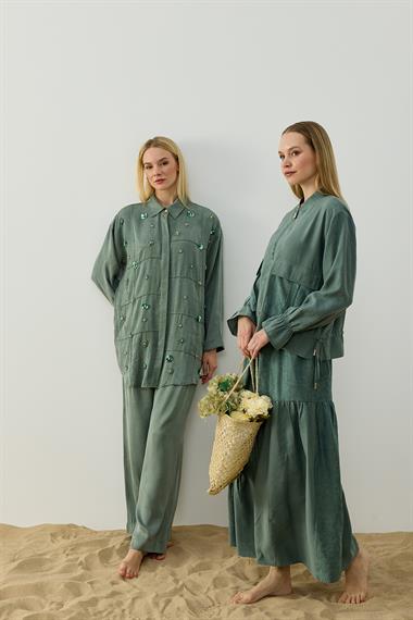 NEW NICOLE ETEKLİ TAKIM ZÜMRÜT