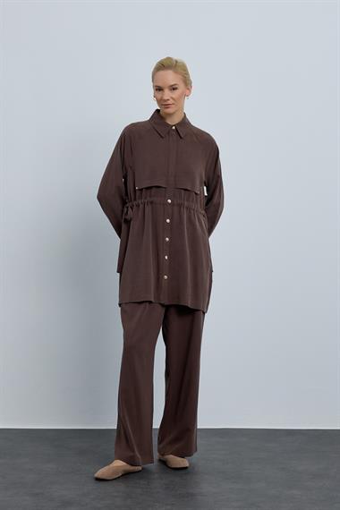 NEW STELLA PANTOLONLU TAKIM KAHVERENGİ