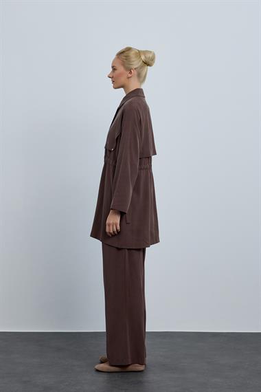 NEW STELLA PANTOLONLU TAKIM KAHVERENGİ