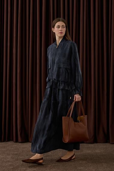 Nicole Fermuarlı Jakar Garnili Etekli Takım SİYAH