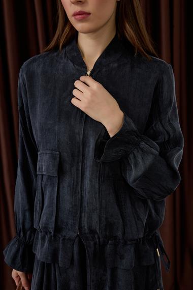 Nicole Fermuarlı Jakar Garnili Etekli Takım SİYAH