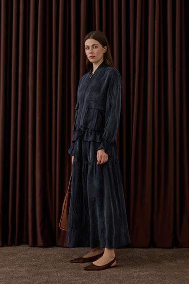 Nicole Fermuarlı Jakar Garnili Etekli Takım SİYAH