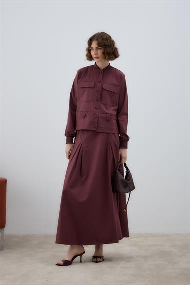 Opera Ribanalı Pileli Etekli Takım MÜRDÜM