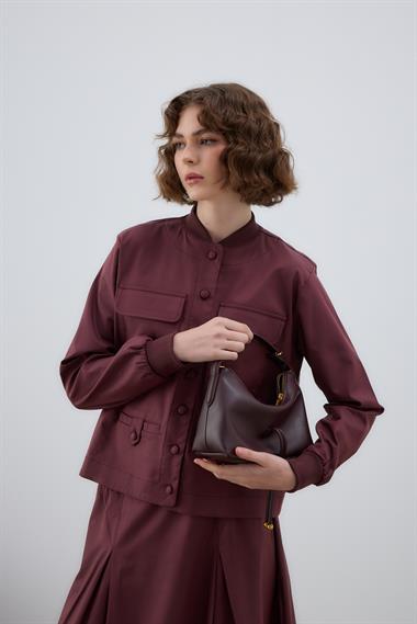 Opera Ribanalı Pileli Etekli Takım MÜRDÜM