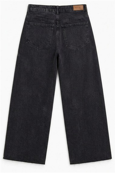 Orta Bel Kesik Paça Straight Jean Pantolon ANTRASİT