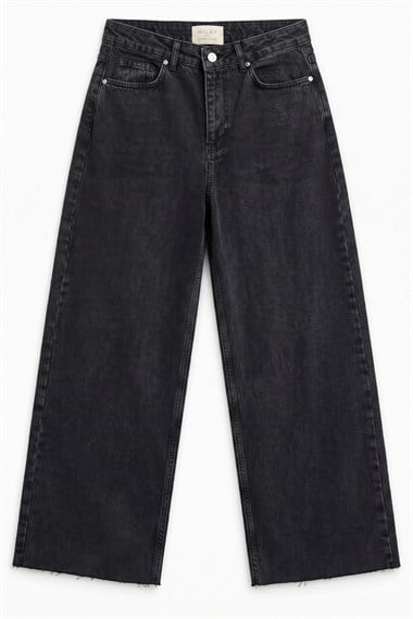 Orta Bel Kesik Paça Straight Jean Pantolon ANTRASİT