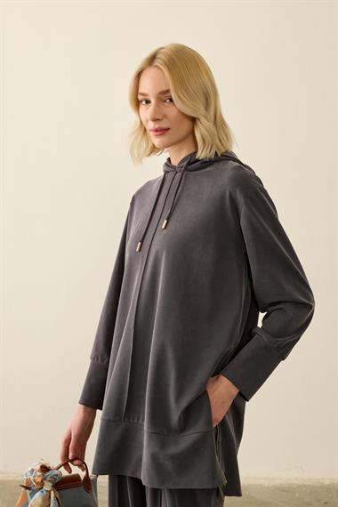 Oslo Yanları Fermuarlı Tencel Eşofman Pantolonlu Takım LACİVERT