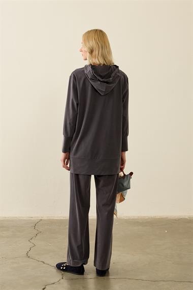 Oslo Yanları Fermuarlı Tencel Eşofman Pantolonlu Takım LACİVERT