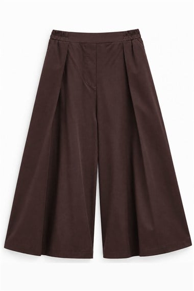 Over Pileli Bol Kesim Gabardin Pantolon KAHVERENGİ