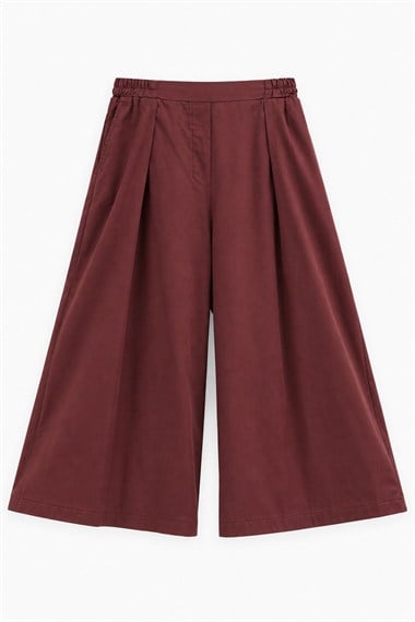 Over Pileli Bol Kesim Gabardin Pantolon BORDO