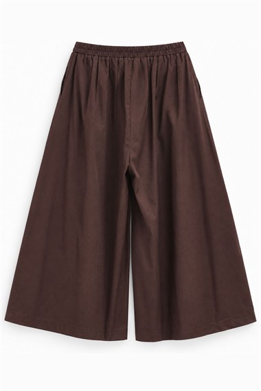 Over Pileli Bol Kesim Gabardin Pantolon KAHVERENGİ