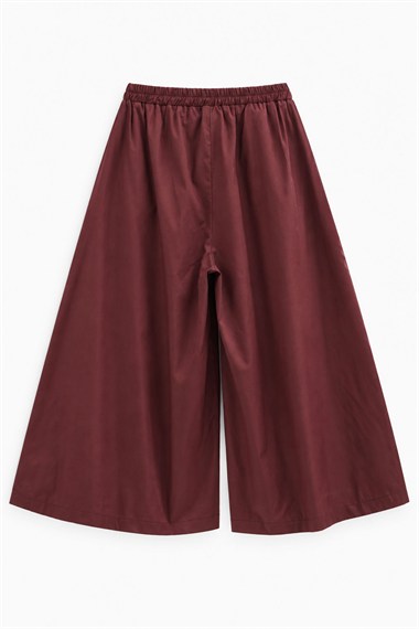 Over Pileli Bol Kesim Gabardin Pantolon BORDO