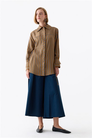 Over Pileli Bol Kesim Gabardin Pantolon LACİVERT