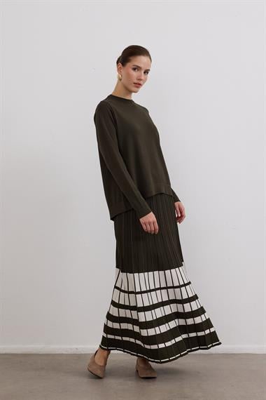 Perla Piliseli Triko Etekli Takım HAKİ