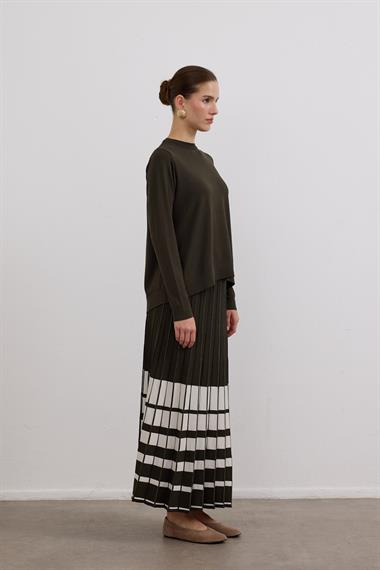 Perla Piliseli Triko Etekli Takım HAKİ