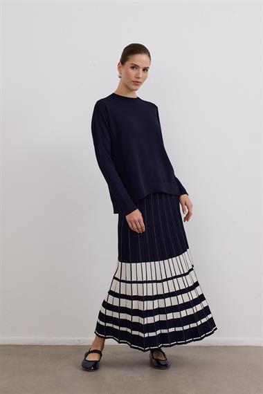 Perla Piliseli Triko Etekli Takım LACİVERT