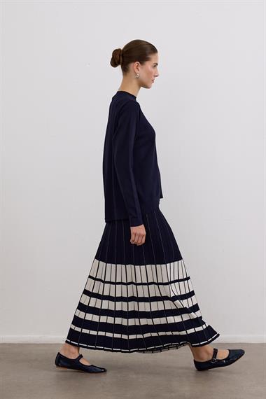 Perla Piliseli Triko Etekli Takım LACİVERT