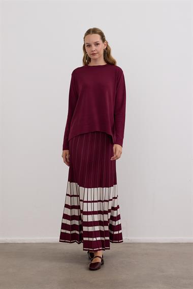 Perla Piliseli Triko Etekli Takım MÜRDÜM