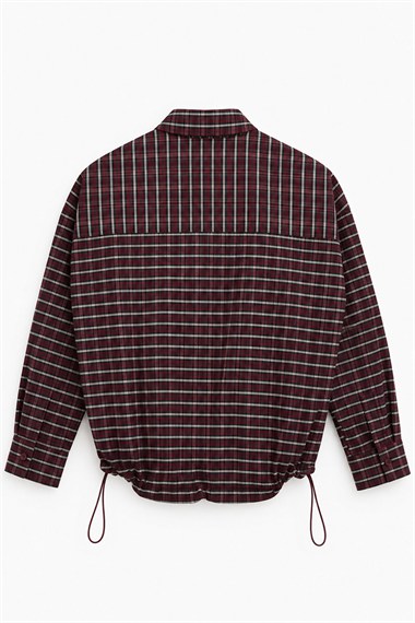 Plaid Ekoseli Bomber Pamuklu Gömlek BORDO