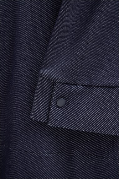 Porto Dik Yaka Örme Denim Sweatshirt LACİVERT
