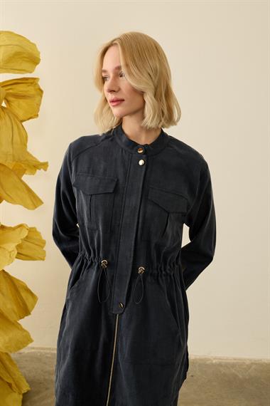 Princess Beli Lastikli Lyocell Pantolonlu Takım LACİVERT