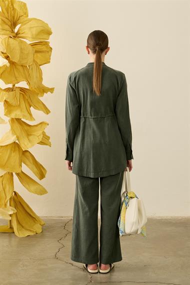 Princess Beli Lastikli Lyocell Pantolonlu Takım HAKİ