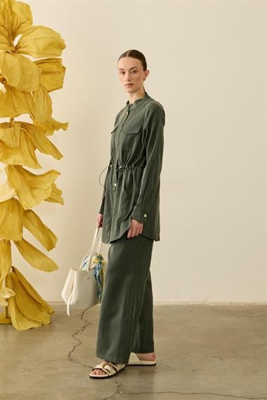 Princess Beli Lastikli Lyocell Pantolonlu Takım HAKİ