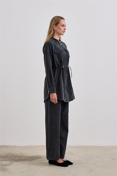 Princess Fermuarlı Beli Lastiklli Pantolonlu Takım SİYAH