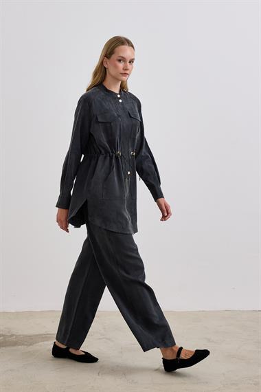 Princess Fermuarlı Beli Lastiklli Pantolonlu Takım SİYAH