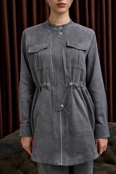 Princess Fermuarlı Beli Lastiklli Pantolonlu Takım GRİ