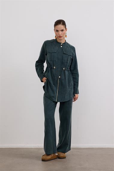 Princess Fermuarlı Beli Lastiklli Pantolonlu Takım ZÜMRÜT