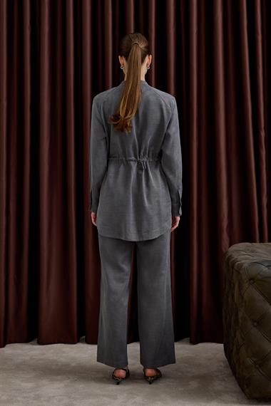 Princess Fermuarlı Beli Lastiklli Pantolonlu Takım GRİ