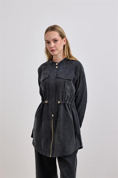 Princess Fermuarlı Beli Lastiklli Pantolonlu Takım SİYAH