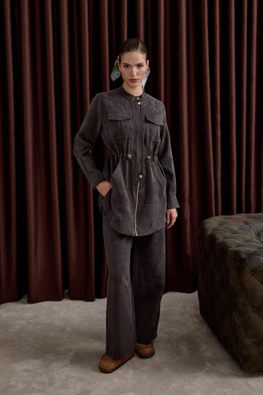 Princess Fermuarlı Beli Lastiklli Pantolonlu Takım KAHVERENGİ