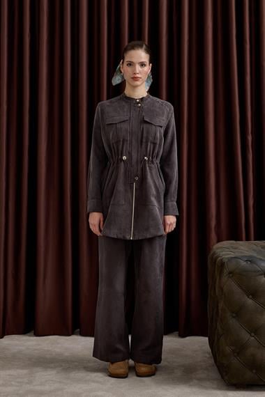 Princess Fermuarlı Beli Lastiklli Pantolonlu Takım KAHVERENGİ