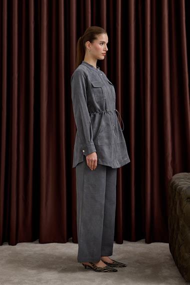 Princess Fermuarlı Beli Lastiklli Pantolonlu Takım GRİ