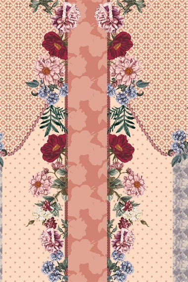 Puantiyeli Çiçekli Omuz Şalı BORDO