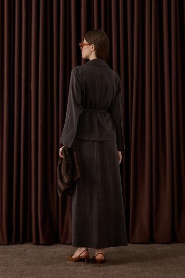 Riva Özel Çıtçıtlı İçlik Elbiseli Takım KAHVERENGİ