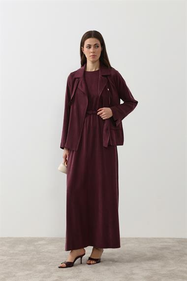 Riva Özel Çıtçıtlı İçlik Elbiseli Takım MÜRDÜM